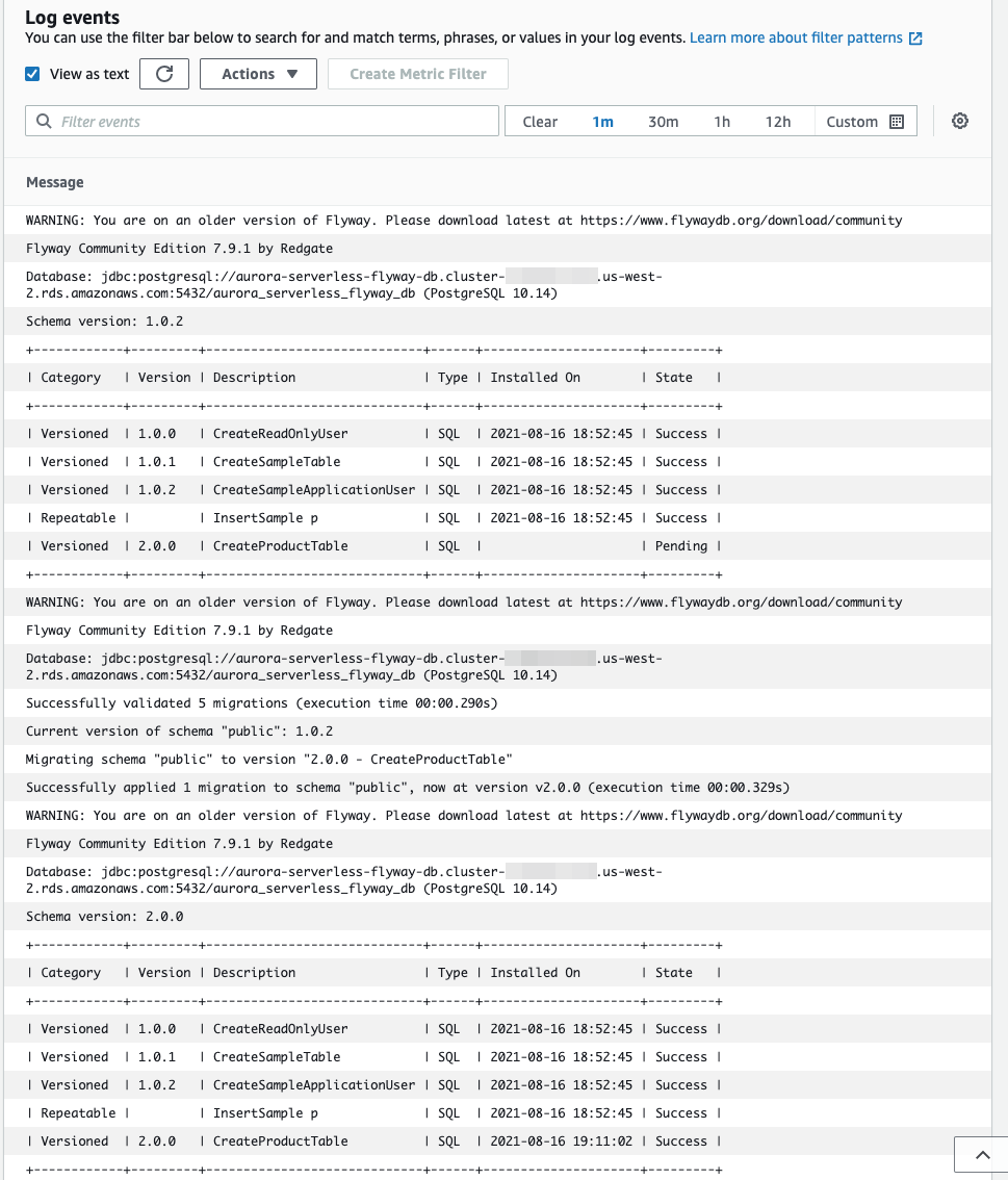 CloudWatch Logs Success Develop Migration