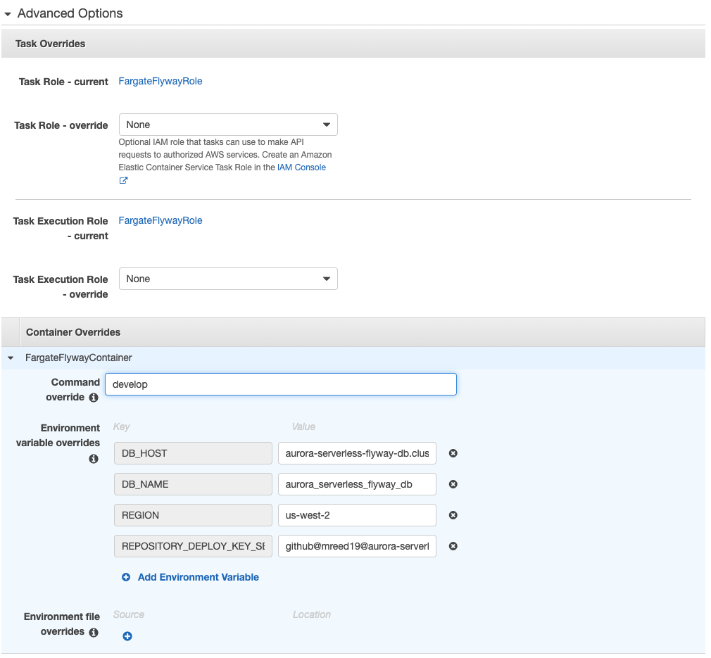 Fargate Task Overrides
